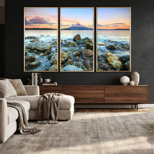 Mayon Volcano Seascape Wall Art Canvas Print, Tropical Ocean