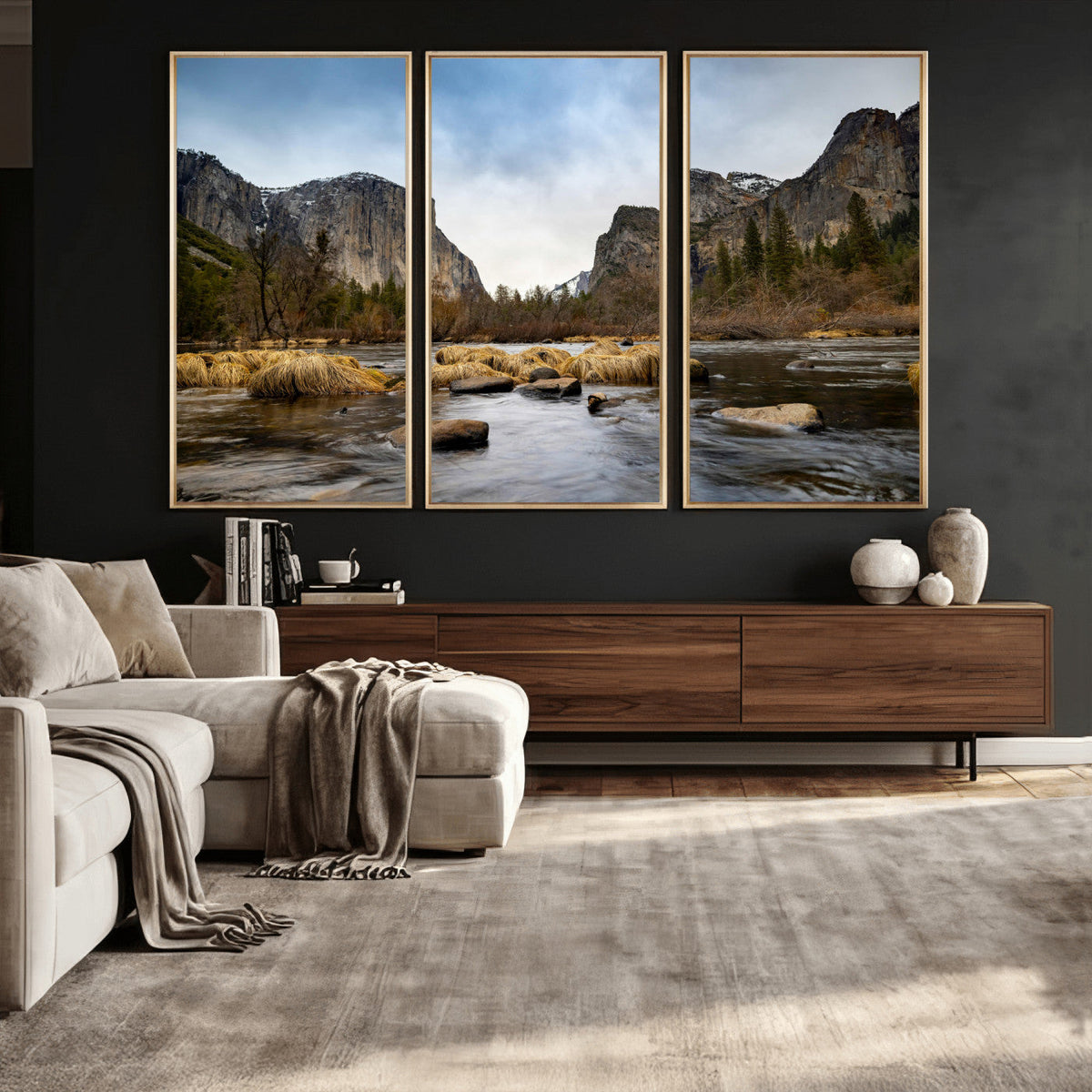 Yosemite Valley Mountain Landscape Wall Art Canvas Print,
