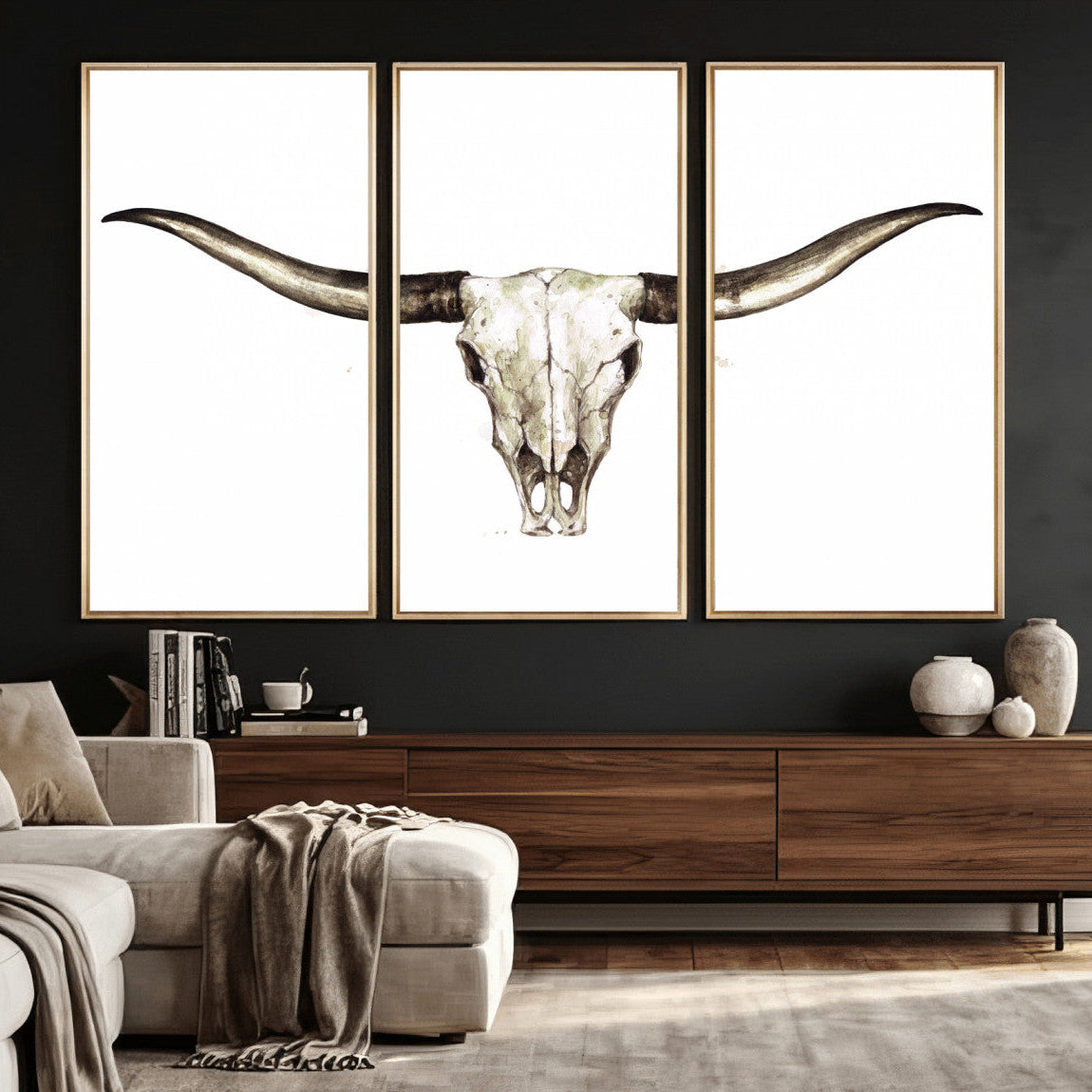 Longhorn Skull Wall Art Canvas Print – Rustic Western