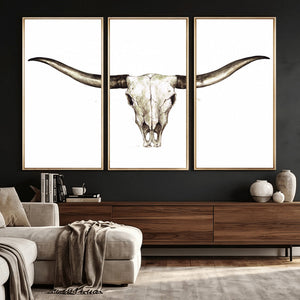 Longhorn Skull Wall Art Canvas Print – Rustic Western