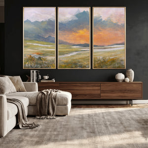 Mountain Sunset Wall Art Canvas Print Vintage Landscape