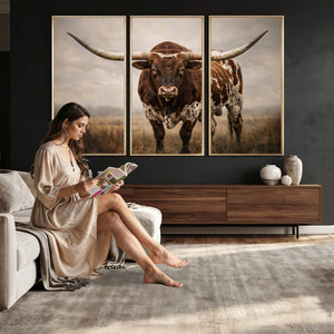 Texas Longhorn Canvas Wall Art Western Bull Desert Moody