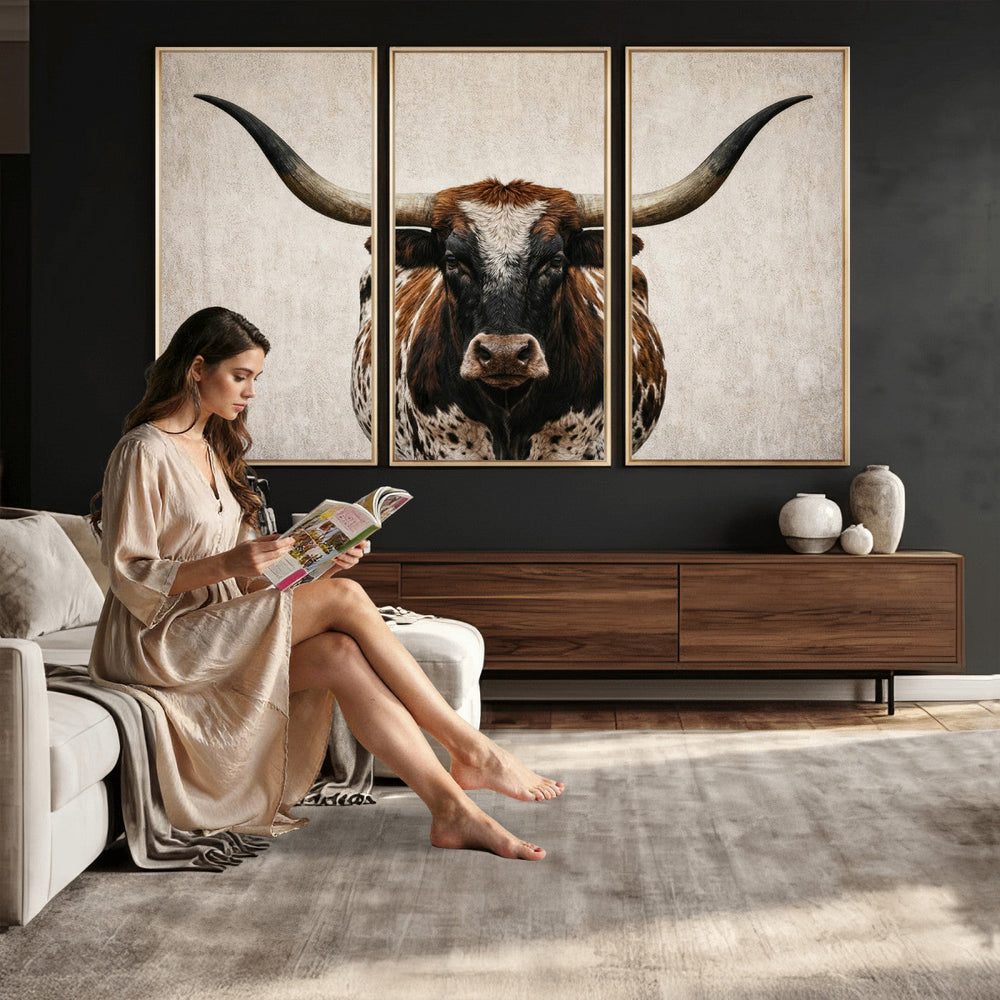 Texas Longhorn Canvas Wall Art Western Bull Desert Moody