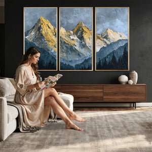 Abstract Mountain Wall Art Canvas Print Modern Landscape Painting Print