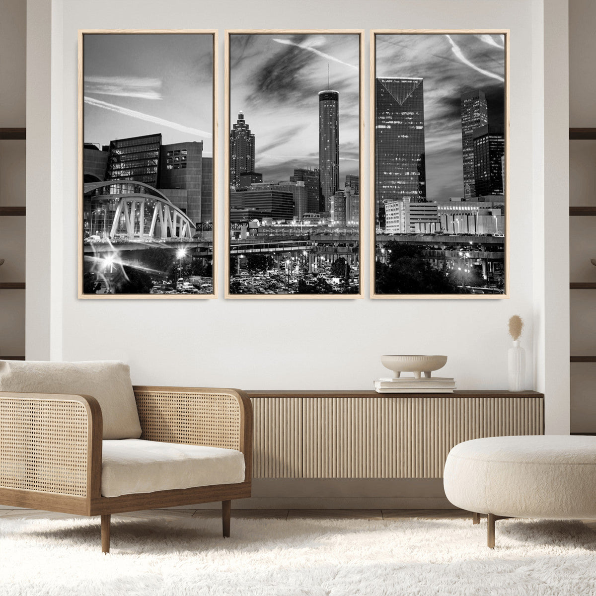 Black and White Atlanta Wall Art Canvas Print