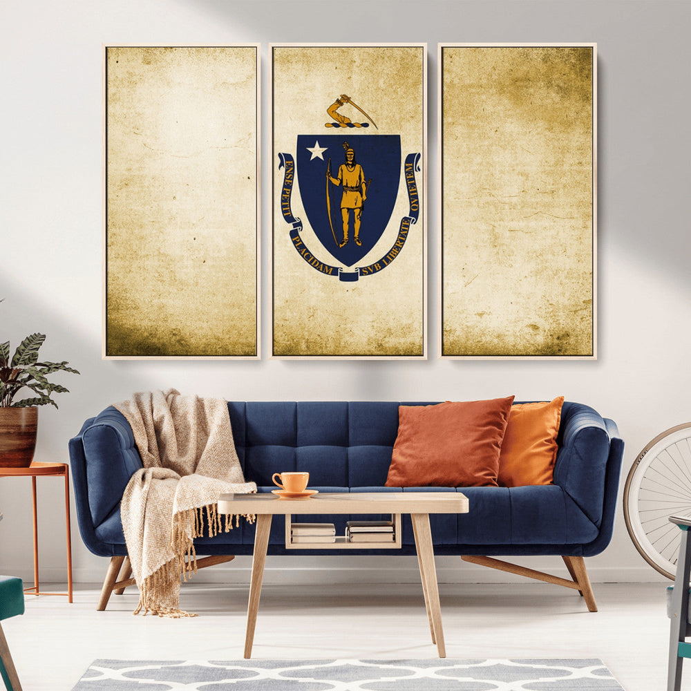 Massachusetts Flag Wall Art Canvas Print