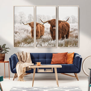 Longhorn Cattle Wall Art Canvas Print, Framed Farmhouse