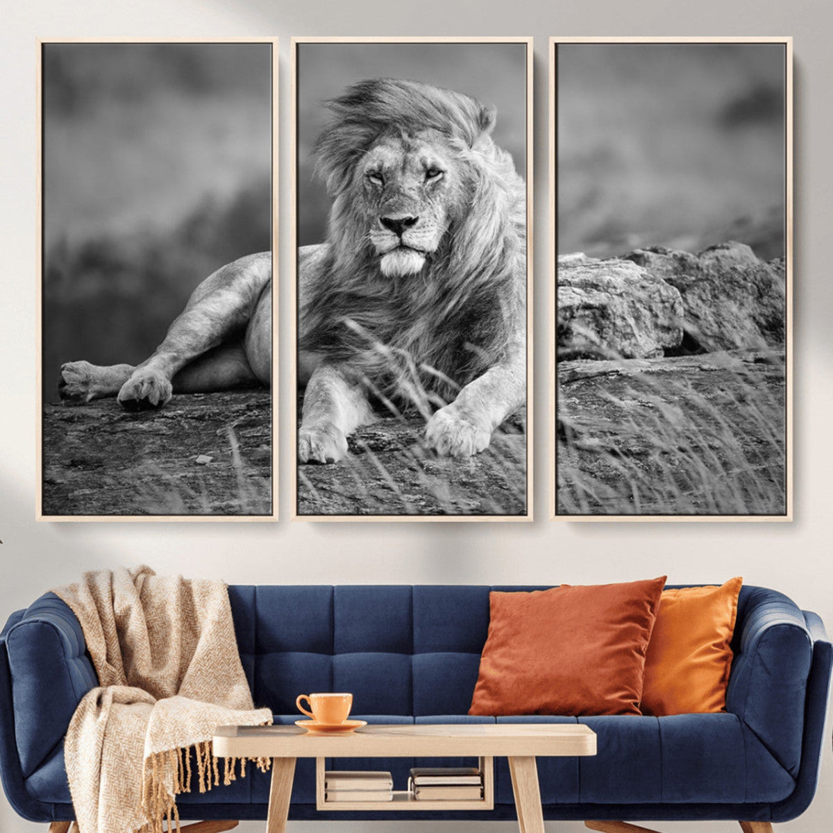 King Forest Lion Wall Art Canvas Print – Framed Majestic