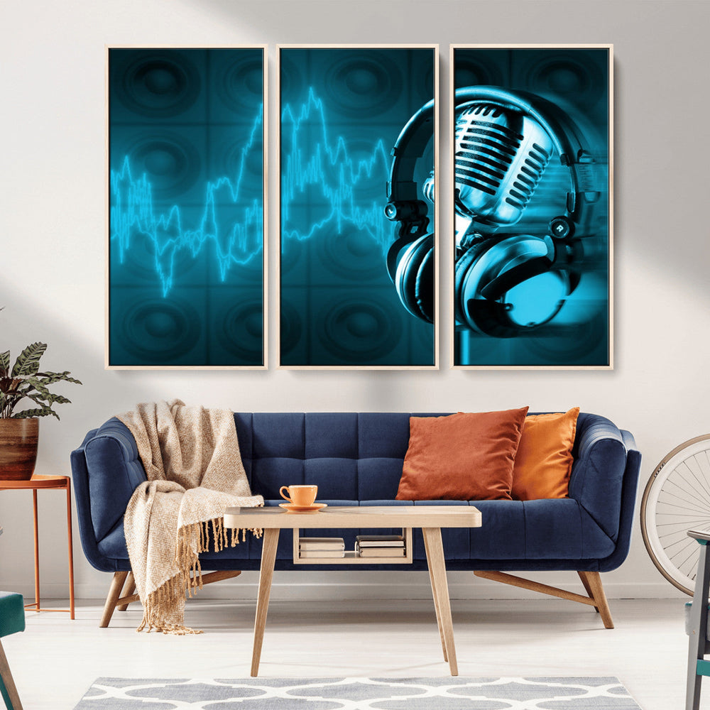 Music and Microphone Wall Art Canvas Print