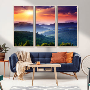 Mountain and Sunset Wall Art Canvas Print