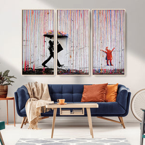 Banksy Wall Art Canvas Print, Framed Graffiti Art Picture