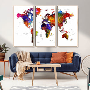 World Map Canvas Print – Detailed Map of the World Wall Art