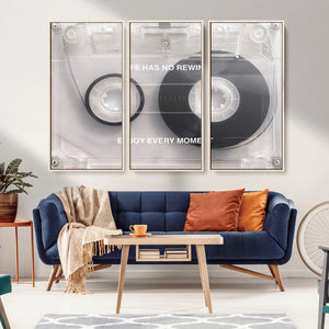 Vintage Cassette Tape Canvas Wall Art - Inspirational 'Life