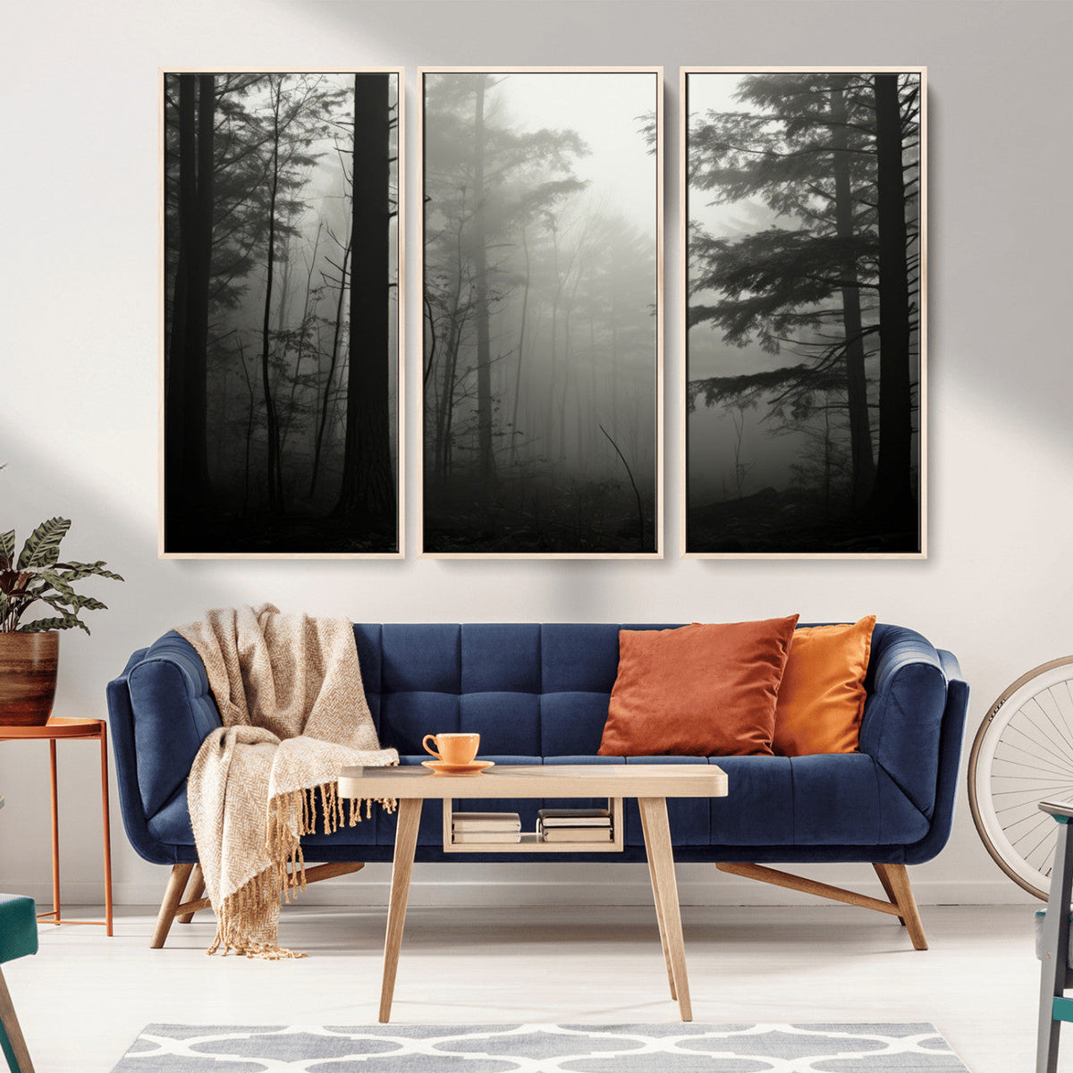 Misty Forest Wall Art Premium Canvas Print a Foggy and
