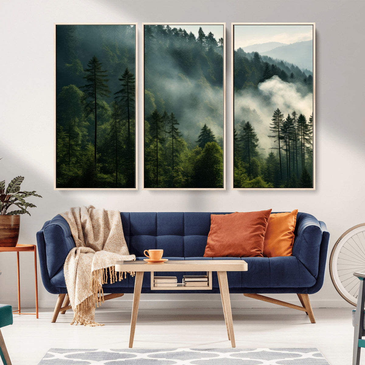 Misty Forest Wall Art Premium Canvas Print a Foggy and