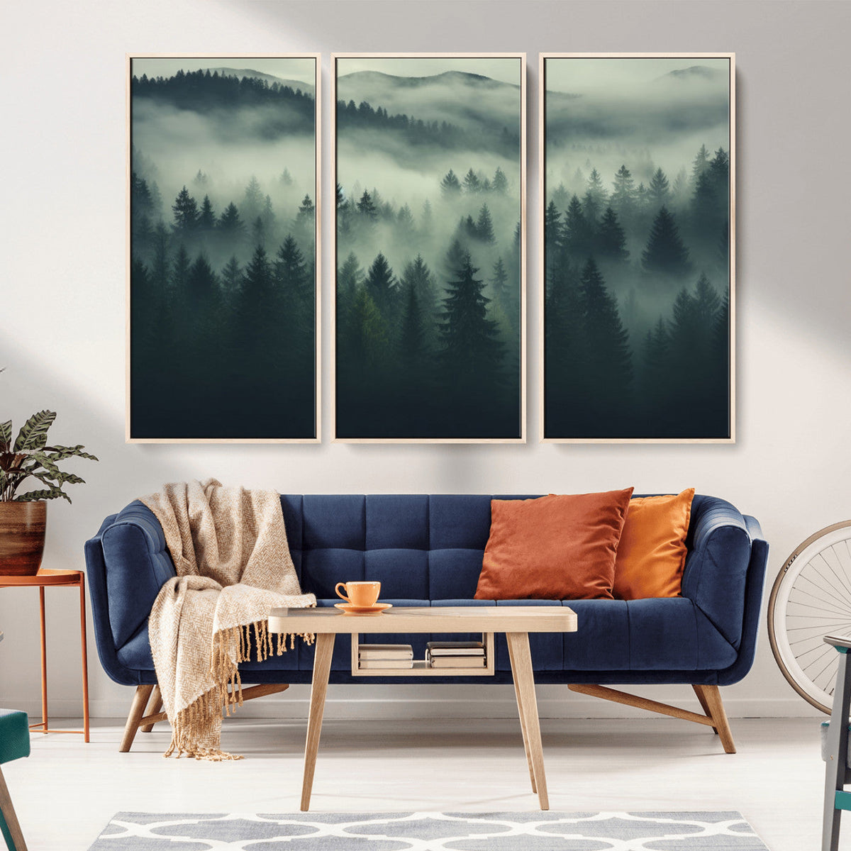 Misty Forest Wall Art Premium Canvas Print a Foggy and