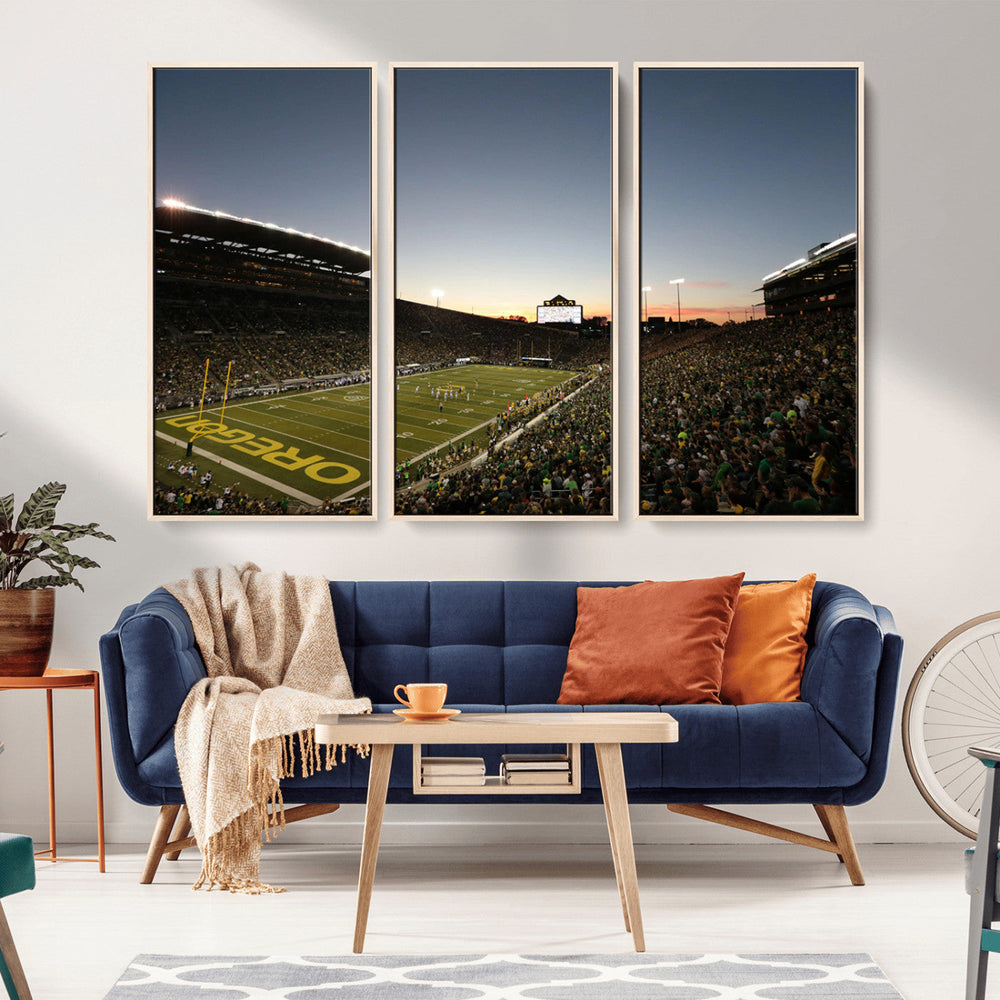 Oregon Ducks Football Team Print - Eugene Autzen Stadium