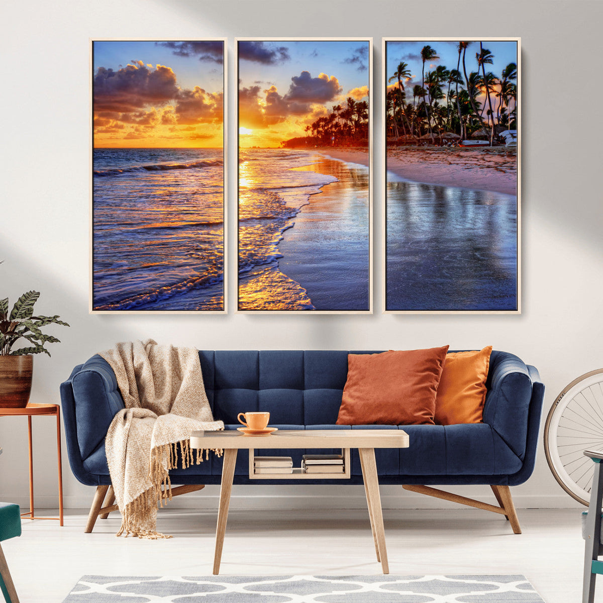Serene Beach Sunset Wall Art Canvas- Coastal Seascape Print