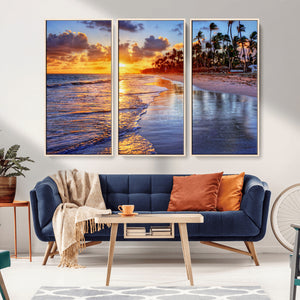 Serene Beach Sunset Wall Art Canvas- Coastal Seascape Print