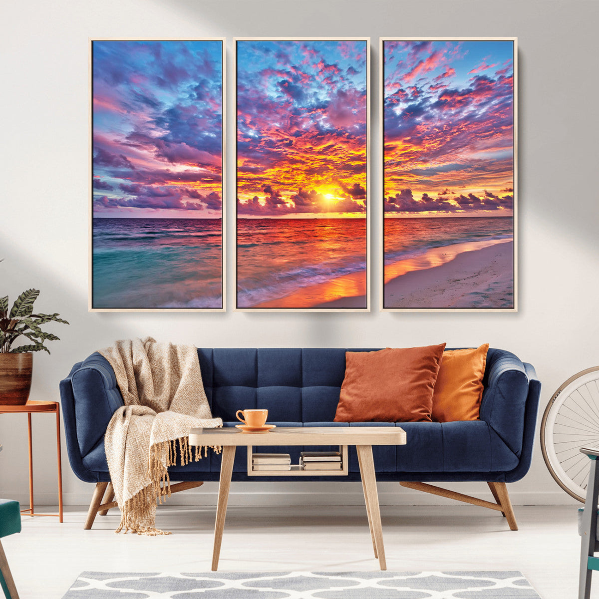 Vibrant Sunset Beach Wall Art - Ocean Sunset Canvas Print |