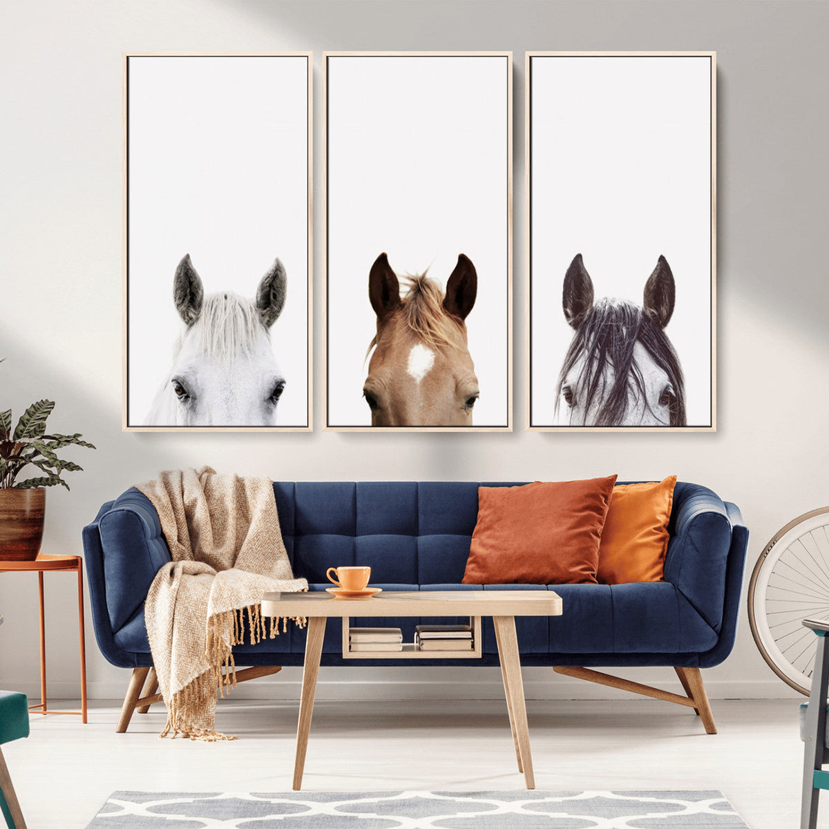 Horse Prints Set, Set of 3 Horse Wall Art, Horses Portraits,