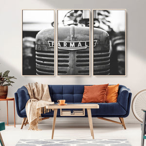 Vintage Farmall Tractor Wall Art Canvas Print, Rustic