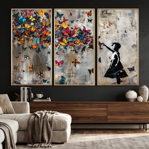 Banksy Wall Art - Banksy Girl and Butterfly Explosion Wall