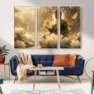 Golden Buddha Wall Art | Yoga Room Decor and Meditation Room
