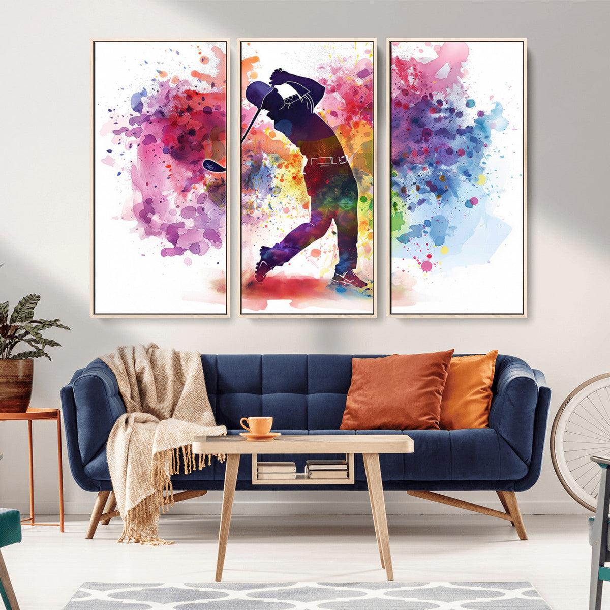 Colorful Golfer Swing Wall Art Canvas Print - Ready to Hang,