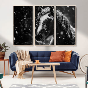Winter Horse Wall Art | Black and White Horse Print | Ready
