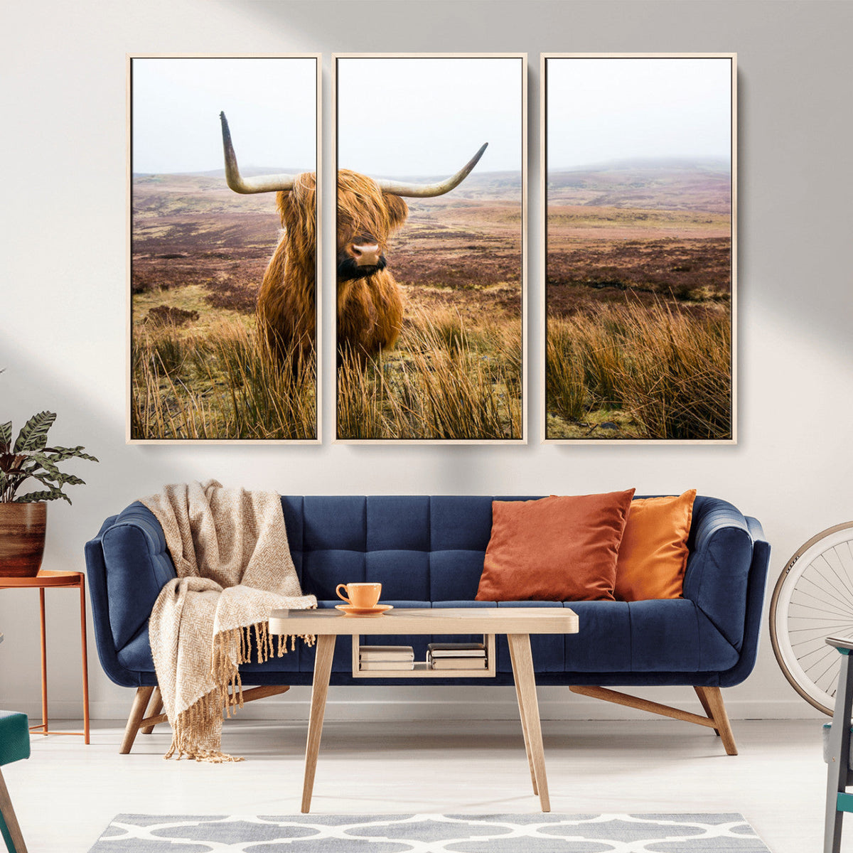 Scottish Highland Cow Canvas Wall Art – Rustic Farmhouse