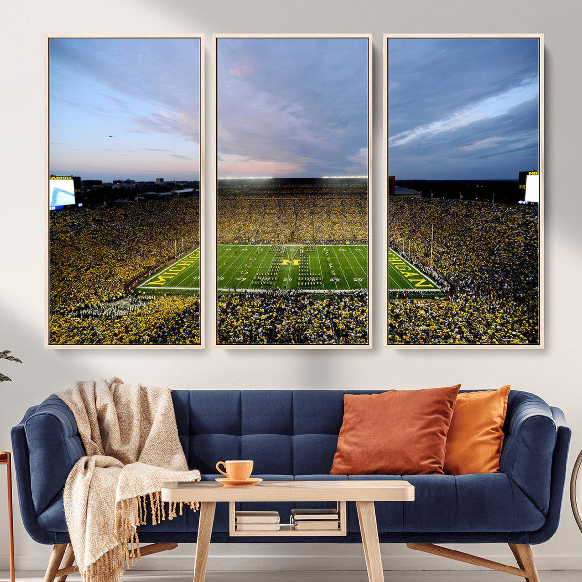 Michigan Stadium Wall Art Canvas Print, Vibrant Game Day