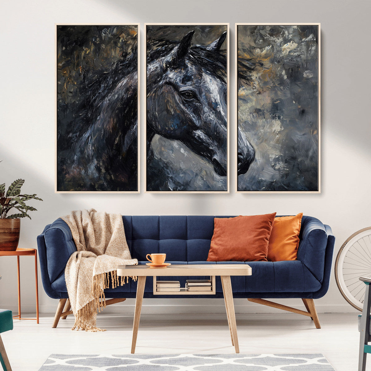 Large Abstract Horse Wall Art Canvas Print | Farmhouse Wall
