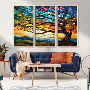 Vibrant Mosaic Tree of Life Wall Art | Stained Glass Style