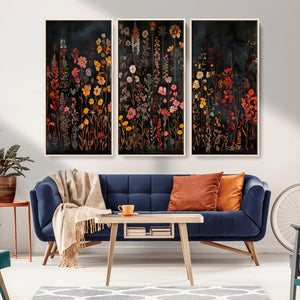 Large Floral Painting Print Illustration Flowers Canvas Wall