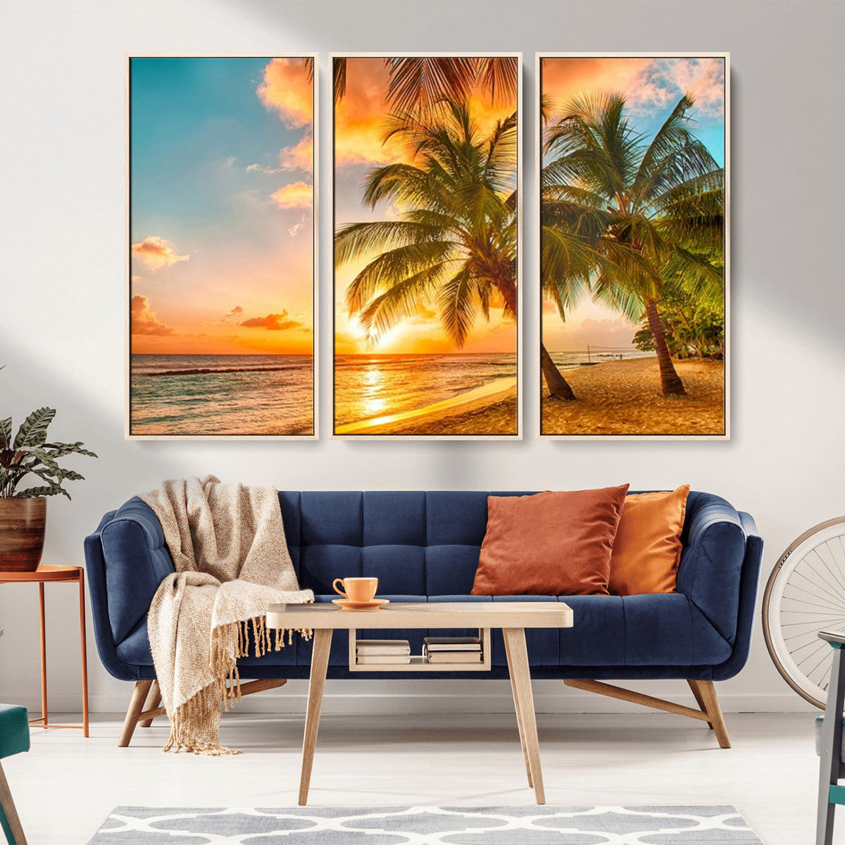 Tropical Sunset Beach Canvas Wall Art Print – Vibrant Palm