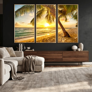 Beach Sunset Canvas Wall Art Print - Tropical Beach Canvas