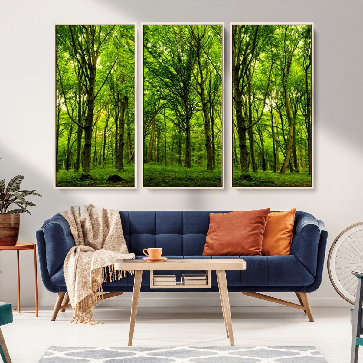 Lush Green Forest Canvas Print | 3-Panel Forest Wall Art |