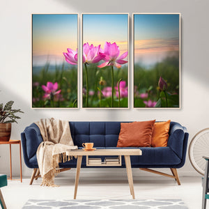 Pink Flower on the Mountain Canvas Print, Framed Pink Flower