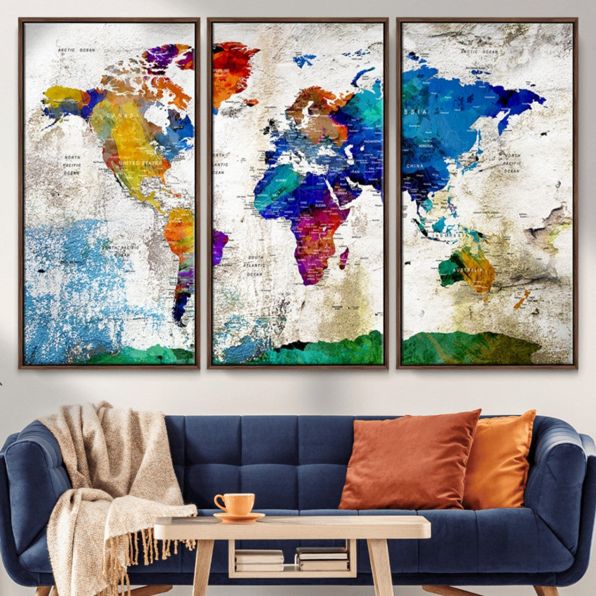 World Map Canvas Print – Framed Travel Map Wall Art for