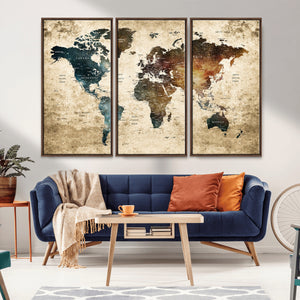 World Map Canvas Print – Detailed Map of the World Wall Art