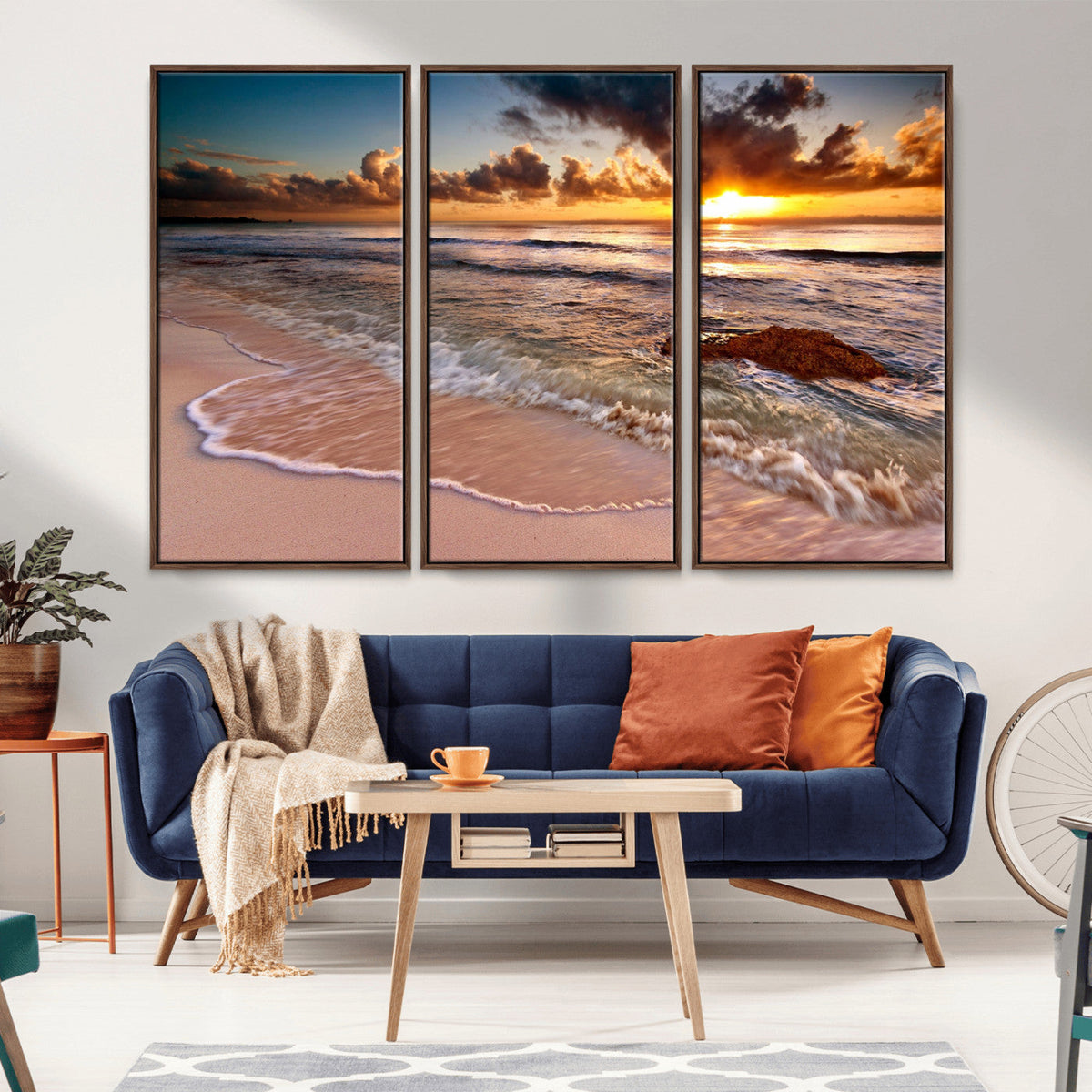 Sunset on Ocean Wall Art Canvas Print