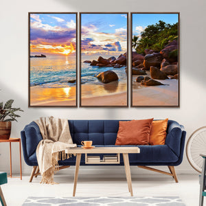 Tropical Island Beach Sunset Canvas Print