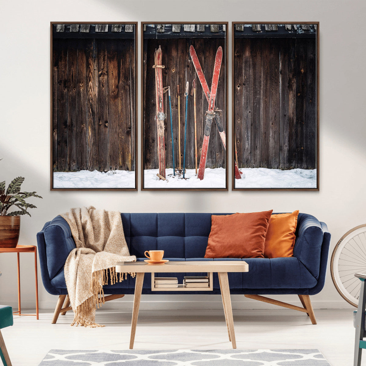 Vintage Ski Gear Canvas Print, Vintage Ski Gear Against