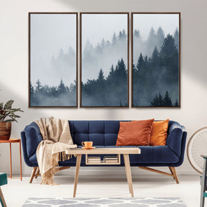 Foggy Pine Forest Wall Art Canvas Print