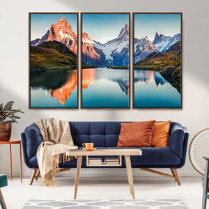 Landscape Mountain and Lake View Wall Art Canvas Print