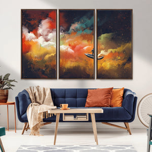 Surreal Space Adventure Canvas Wall Art – Dreamlike Abstract