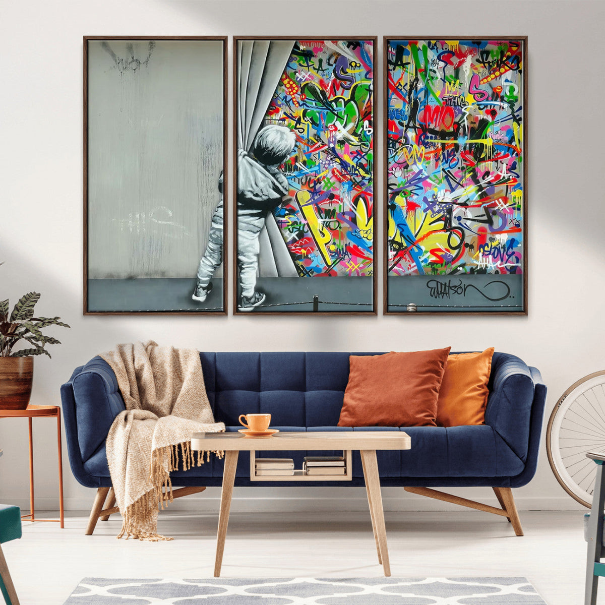 Banksy Colorful Street Graffiti Canvas Wall Art Print,