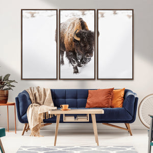 Bison Winter Wall Art Canvas Print For Farmhouse Decor