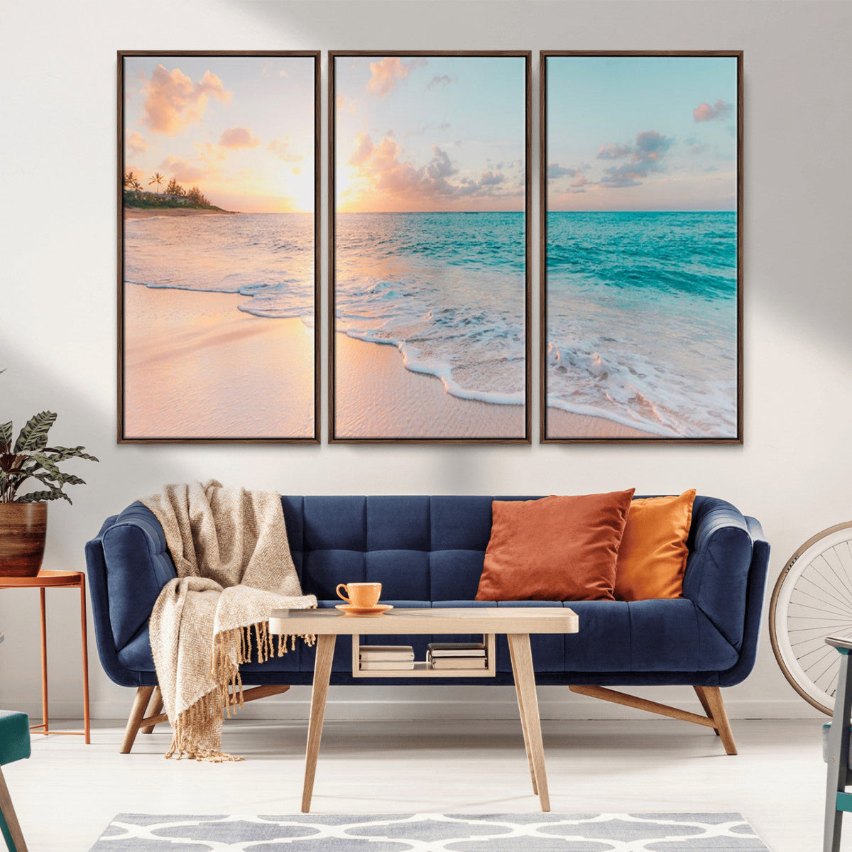 Beach Sunrise Wall Art, Coastal Seascape Canvas Print, Ocean